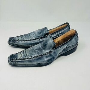Bravo Leather Dyed Slip-On Almond Loafer Dress Shoes Mens Blue Size 9.5